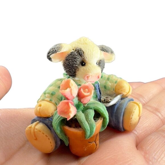 Marys Moo Moos 1994 Enesco Figurine Mary Rhyner Bloom Where Your Are Planted Vtg - Picture 2 of 11